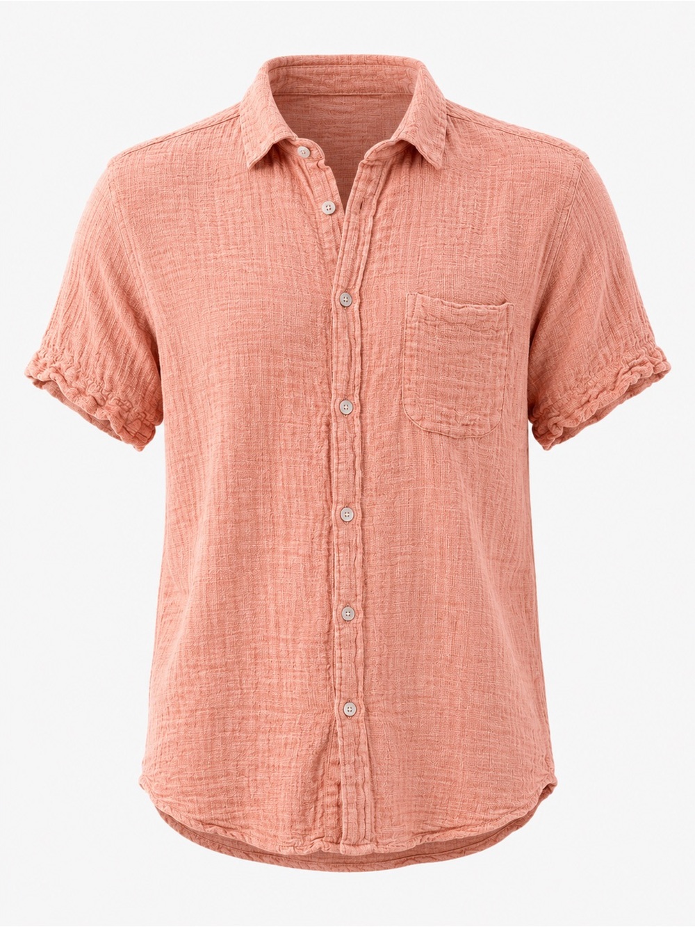 Essex Crossing Montauk Washable Linen Textured Button Front Shirt Size‎ M Pink